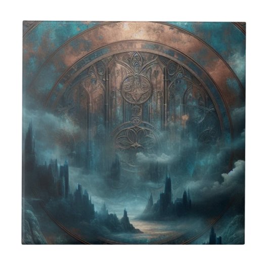 Mystic Gothic Steampunk Art - Blue Copper Patina  Tegeltje (Voorkant)