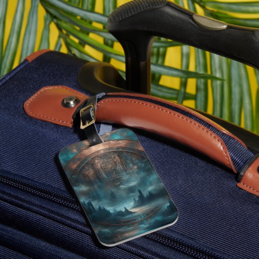 Mystic Gothic Steampunk - Blue Copper Patina Bagagelabel (Voorkant Insitu 1)