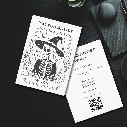 Mystic Gothic Tarot Skelet Celestial Visitekaartje