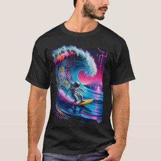 Mystic H2O Astronaut Surfer Rijden Kosmische Golf T-shirt