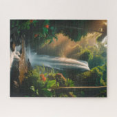 Mystic Jungle Falls - Serene Waterfall Art Puzzle (Horizontal)