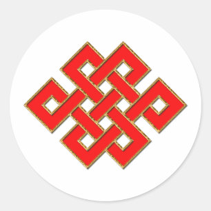 Mystic Knot - Red & Gold 1 Ronde Sticker