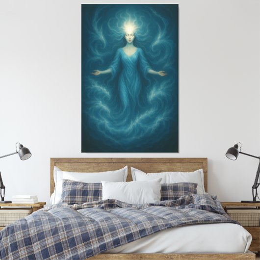 Mystic Light Goddess – Ethereal Divine Energy Art Canvas Afdruk (Insitu (Slaapkamer))