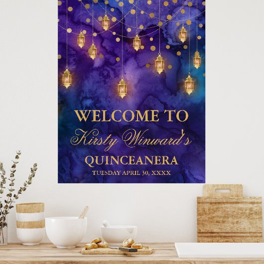 Mystic Marrakesh Night Lantern Bokeh Quinceañera Poster (Keuken)