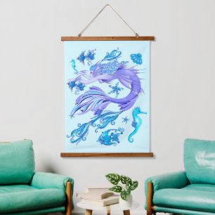 Mystic Mermaid Fairy Paarse Creature Ceramic Tegel Hangend Wandkleed