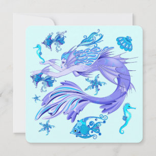 Mystic Mermaid Fairy Paarse Creature Ceramic Tegel Kaart