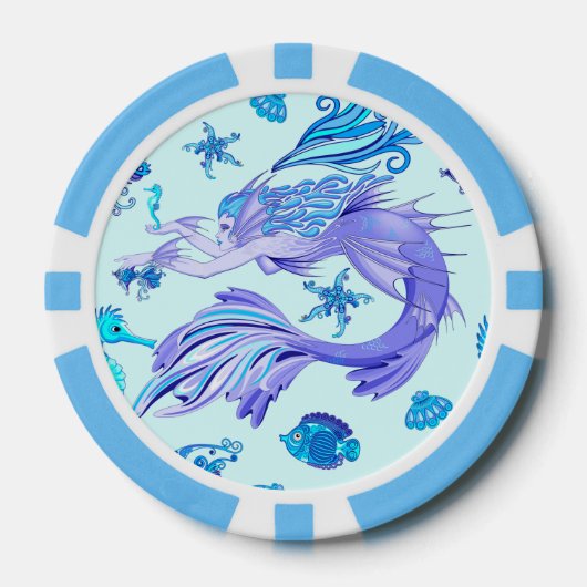 Mystic Mermaid Fairy Paarse Creature Ceramic Tegel Poker Chips (Voorkant)