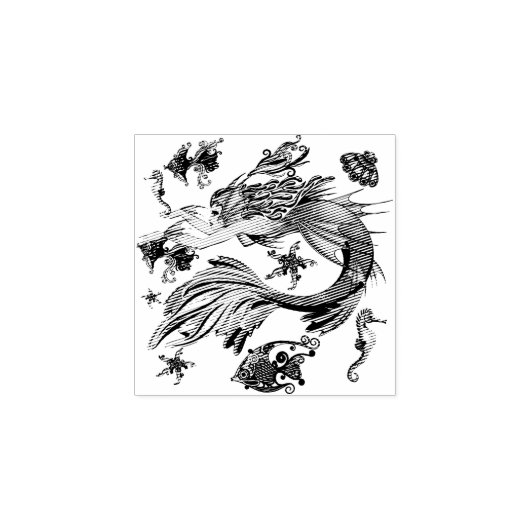 Mystic Mermaid Fairy Paarse Creature Ceramic Tegel Rubberstempel (Afrduk)