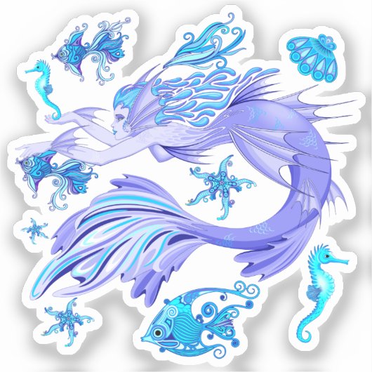 Mystic Mermaid Fairy Paarse Creature Ceramic Tegel Sticker (Voorkant)
