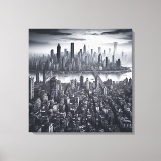 Mystic Metropolis: New York in monochroom Canvas Afdruk