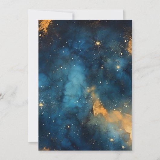 Mystic Midnight Blue en gouden Waterverf bruiloft Save The Date (Achterkant)