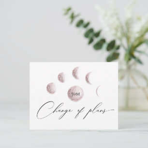 Mystic Moon Blush Roze Huwelijksplan Wijziging Briefkaart