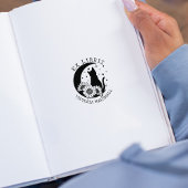 Mystic Moon Kat met Zonnebloemen, Ex Libris Boek Rubberstempel