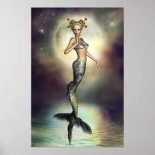 Mystic Moon Mermaid Poster