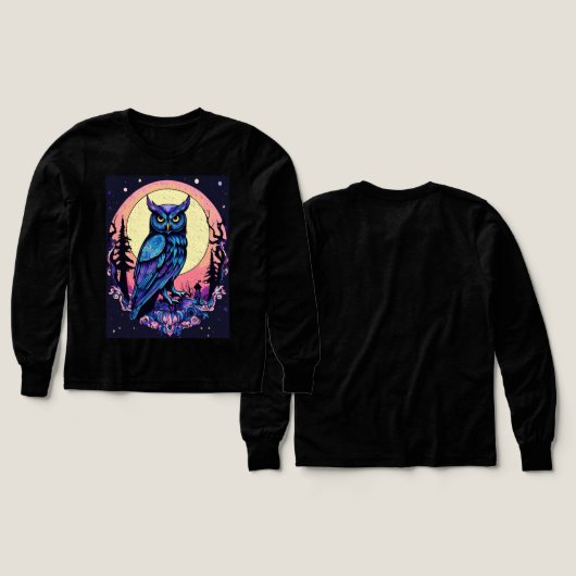 Mystic Moon Owl TShirt Enchantant style Nocturne (Motif recto et verso)