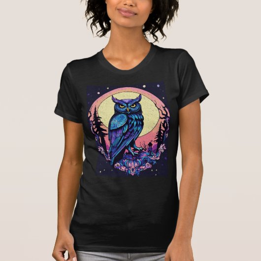 Mystic Moon Owl TShirt Enchantant style Nocturne (Devant)