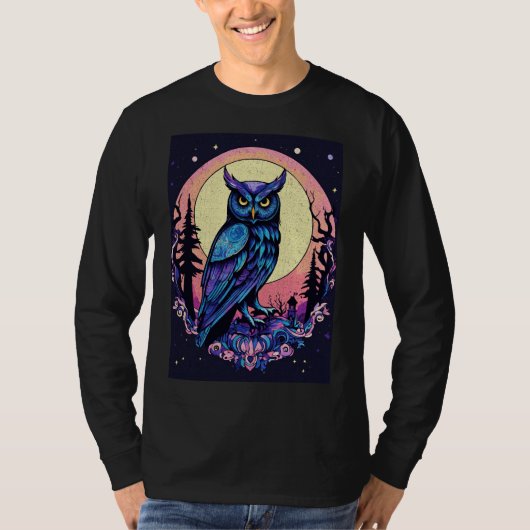 Mystic Moon Owl TShirt Enchantant style Nocturne (Devant)