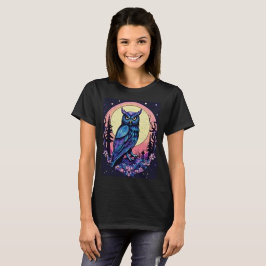 Mystic Moon Owl TShirt Enchantant style Nocturne (Devant entier)