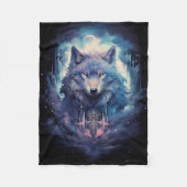 Mystic Moon Wolf Guardian Fleece Deken (Voorkant)