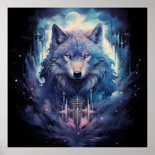 Mystic Moon Wolf Guardian Poster