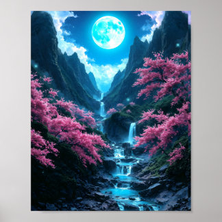 Mystic Moonlit Valley Poster