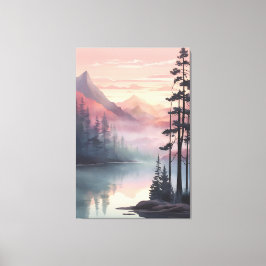Mystic Mountain Lake bij zonsopgang Canvas Afdruk