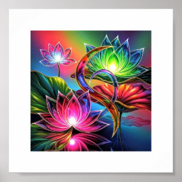 Mystic Neon Lotus Garden – Glowing Spiritual Art Poster
