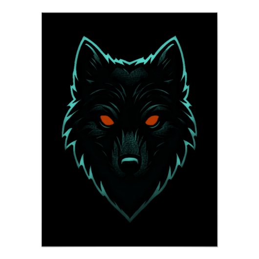 Mystic Neon Wolf Design Poster Perfect Poster (Voorkant)