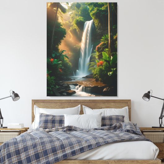 Mystic Oerwoud Herfsten - Serene Waterval Canvas A (Insitu (Slaapkamer))
