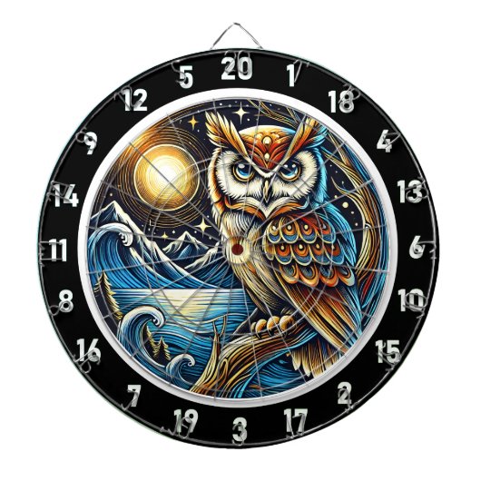Mystic Owl Starlit Dartboard Design Dartbord (Voorkant)