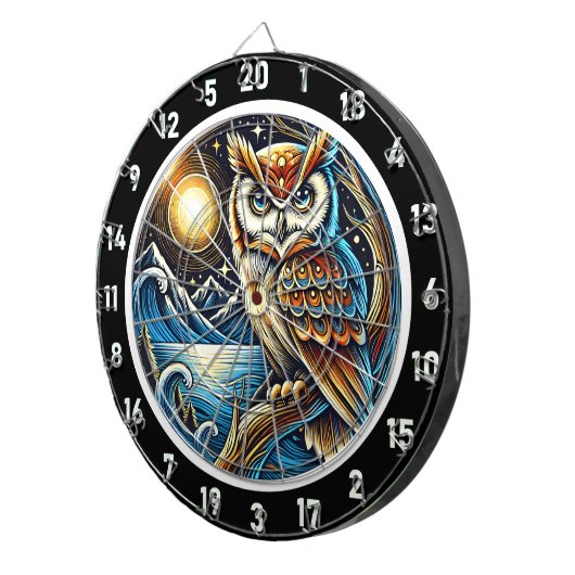 Mystic Owl Starlit Dartboard Design Dartbord (Voorkant Rechts)