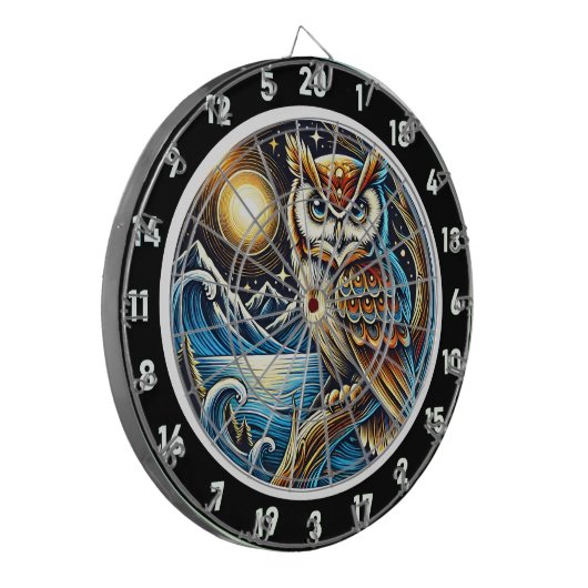 Mystic Owl Starlit Dartboard Design Dartbord (Voorkant Links)