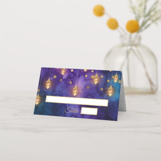 Mystic Paars Blue Fairy Bokeh Gold Wedding (Voorkant)