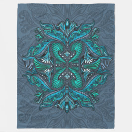 Mystic Peacock Feathers Fleece Deken