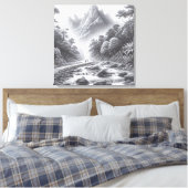 Mystic Peaks: Betoverd bospad Canvas Afdruk (Insitu (Slaapkamer))