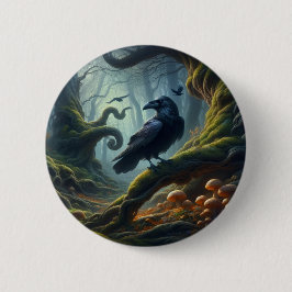 Mystic Raven Forest Hues Ronde Button 5,7 Cm