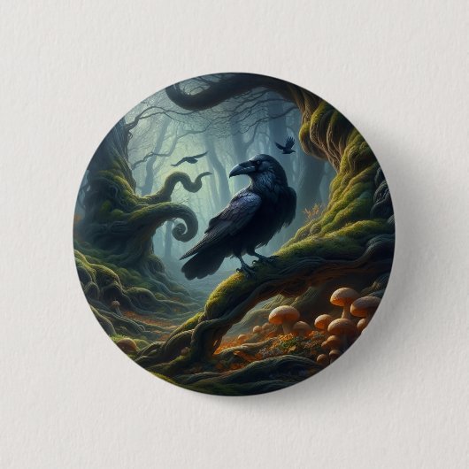 Mystic Raven Forest Hues Ronde Button 5,7 Cm (Voorkant)