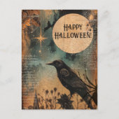  Mystic Raven Moon Happy Halloween Briefkaart (Voorkant)