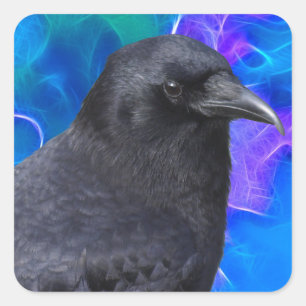 Mystic Raven Portrait Celtic Pagan Art Vierkante Sticker