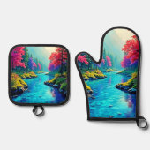 Mystic River Dreamy Forest Path Design Ovenwant & Pannenlap Set (Voorkant)