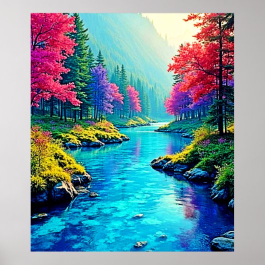 Mystic River Dreamy Forest Path Design Poster (Voorkant)