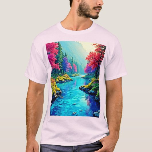 Mystic River Dreamy Forest Path Design T-shirt (Voorkant)
