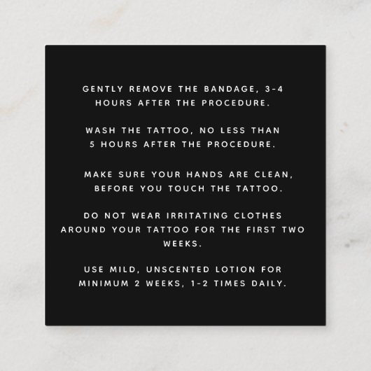 Mystic Snake Green Tattoo Aftercare Instructions S Vierkante Visitekaartje (Achterkant)