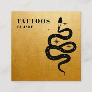 Mystic Snake Tattoo Artist Gold Vierkante Visitekaartje