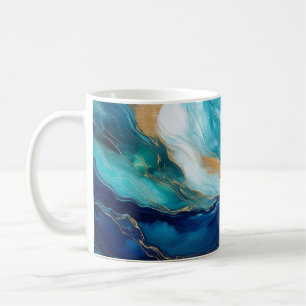 Mystic Tides: De Kunst van Kobalt en Teal Koffiemok
