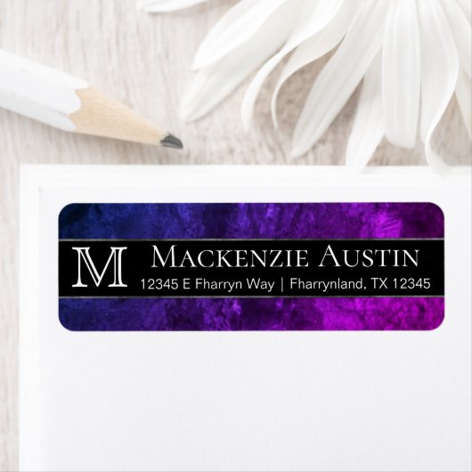 Mystic-Topaz Kantoor | Monogram Paarse roze blauw Etiket (Insitu)