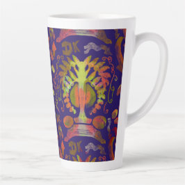 Mystic Tree of Life - Folk Art Pattern Latte Mok