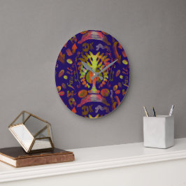 "Mystic Tree of Life - Folk Art Pattern" Muurklok Grote Klok