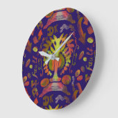 "Mystic Tree of Life - Folk Art Pattern" Muurklok Grote Klok (Hoek)