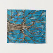 Mystic Tree of Life Mosaic Blue Waterverf Wandkleed (Voorkant (horizontaal))